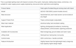 Mástil de Trípode con Bloqueo de Manivela Ligero de Aleación de Aluminio HYML, Iluminación de Campo QK3-83-1500-3000, Caja de Control de 220V, Mango para Exteriores - Product Image 2