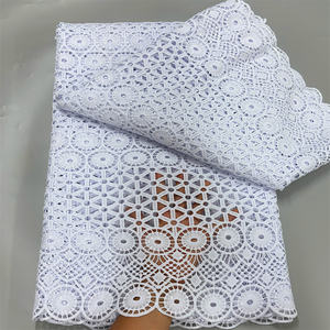 قماش دانتيل أفريقي أبيض نقي عالي الجودة رائع-دانتيل حرير للحليب فرنسي مع ترتر للزفاف النيجيري - Product Image 6