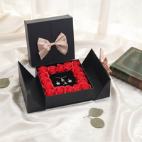 16 pièces de roses éternelles aseptiques pour la Saint-Valentin, anniversaires, collier, boucles d'oreilles, bracelet, boîte cadeau en carton verni