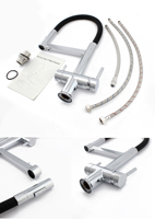 Robinet de cuisine extractible en acier inoxydable 304 sans plomb, 3 voies, pour eau potable chaude et froide, avec filtre à eau, à trois débits