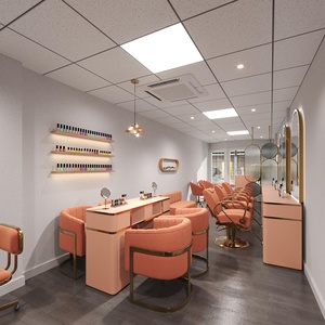 Comptoir de manucure personnalisé avec éclairage LED pour salon de beauté - Product Image 1