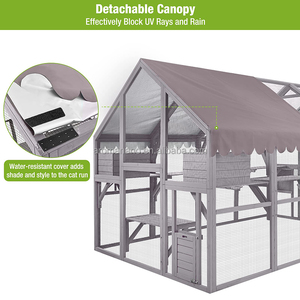 Large <strong>Cat</strong> Run Wooden <strong>Cat</strong> Houses <strong>Outdoor</strong> <strong>Enclosure</strong>, Catio <strong>Cat</strong> Cage Kitten Condo-Backyard Run Cage for Pets, Weather Proof Cover - Product Image 4
