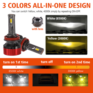 Bóng đèn sương mù <span class=keywords><strong>LED</strong></span> H11 hai màu 45W vàng trắng 4300K 12V, bộ đèn pha <span class=keywords><strong>LED</strong></span> 4 màu - Product Image 2