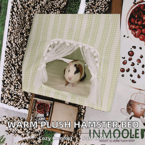 USMILEPET 环保可重复使用棉质床上用品，适合小动物-温暖柔软毛绒冬季圆形床 500 克，适合仓鼠、豚鼠 - Product Image 3