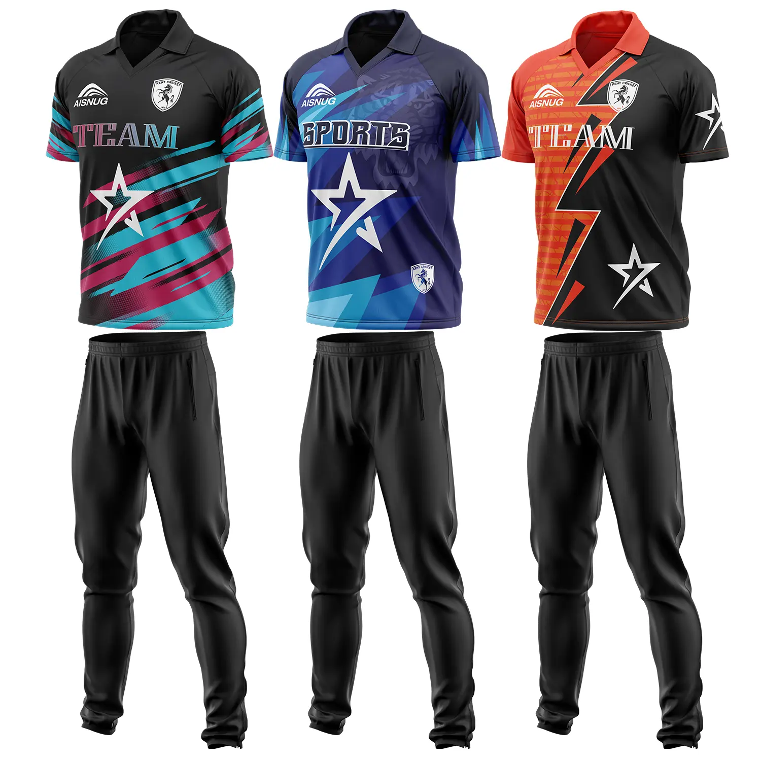 New custom design cricket team full manica cricket jersey di disegno