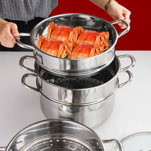 Olla Vaporera Japonesa de Fábrica, Utensilios de Cocina, Olla Vaporera de Acero Inoxidable de 32 cm, Juego de Ollas Vaporeras para Alimentos - Product Image 2