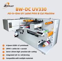 Nouvelle imprimante d'étiquettes automatique tout-en-un haute précision et machine de découpe avec 4 têtes d'impression UV330mm, configuration couleur CMYK+W+V