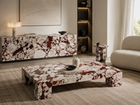 Dalles de marbre rouge Calacatta avec veinures rouges prononcées pour panneaux en bois de pare-chocs, plans de travail de cuisine, tables consoles et baignoires en pierre