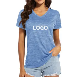 Manufacturers in China Ladies T shirts Custom Blank Women V Neck T shirts