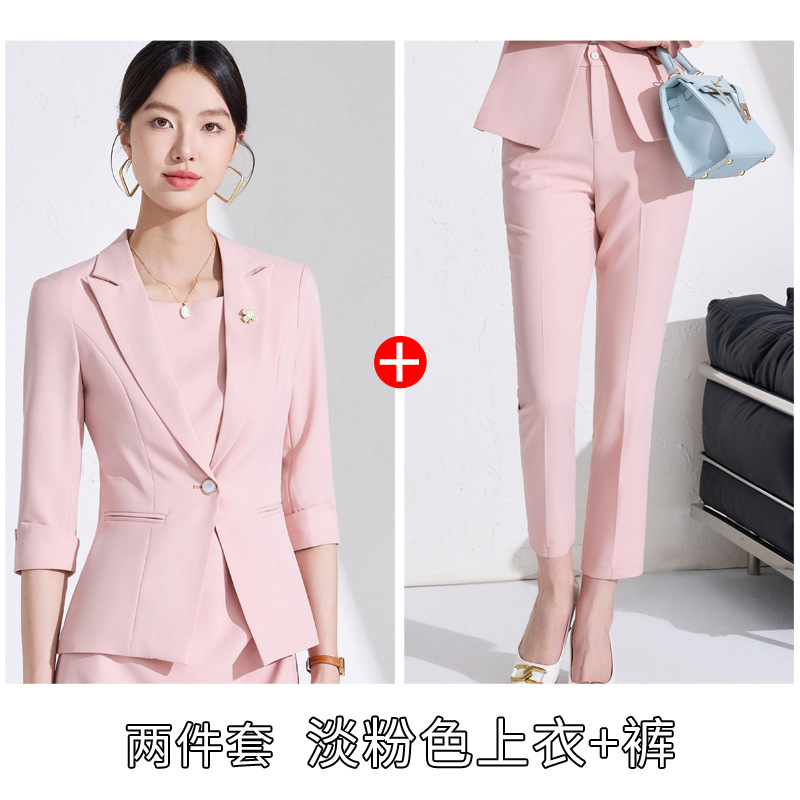 Light pink cropped suit pants