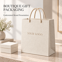 Sac en papier ivoire de qualité supérieure avec logo personnalisé, sac d'emballage pour bijoux en papier texturé, sac de boutique avec poignée en corde torsadée