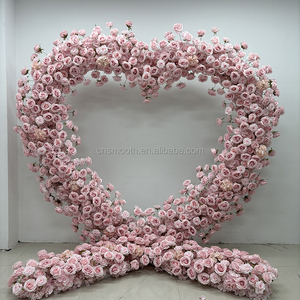 Arreglo de flores de arco de boda liso Floral Rosa seda corazón forma flor arco fotografía Bckdrop para boda - Product Image 2