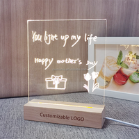 Bricolage led lumières de base 3D creatives stylo rewrit lumineux blanc LED tableau de notes acrylique rewrirable veilleuse avec message