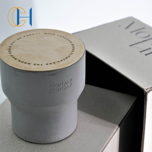 C & H Luxury Home Decoration vaso portacandele in cemento personalizzato da lunedì con coperchio in metallo - Product Image 3