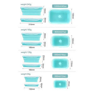 Lonchera de Silicona, Contenedor de Almacenamiento de Alimentos, Plegable, Rectangular, 1200 ml, Apta para Microondas, Bento Box Portátil para Uso en Exteriores - Product Image 1