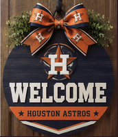 Panneau de bienvenue personnalisable pour baseball et basketball, en bois, avec logo d'équipe et nœud, idéal pour les fans et les enfants, produit très vendu