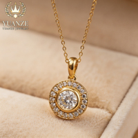 Collier pendentif en argent sterling S925 avec halo rond en moissanite pour femme, idéal pour le quotidien, les fêtes et les mariages, possibilité de personnalisation, vente en gros