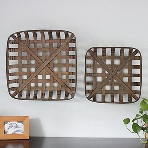 Panier à tabac Home Square, <span class=keywords><strong>24</strong></span> pouces, bois foncé, décoration murale en copeaux de bois, décoration de ferme tissée - Product Image 5