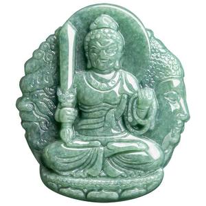 Colgante de Jadeíta Natural Aryaacalanatha Verde Guisante, Estilo Chino UNISEX, Regalo con Certificado de Tasación FG67 - Product Image 5