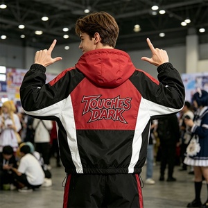 เสื้อแจ็คเก็ตฮู้ดทรงหลวมสไตล์สตรีทแวร์ลายปักเรนโบว์สเปรย์รุ่นใหม่ล่าสุด คอซิป ¼  บล็อกสีสันสดใส สไตล์อนิเมะ มังงะ แบบ Anorak - Product Image 3