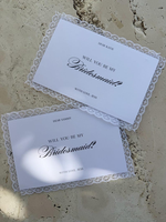 Carte de proposition de demoiselle d'honneur avec bordure en dentelle |   Carte personnalisée « Veux-tu être ma demoiselle d'honneur ? » pour proposition de mariage, carte de mariage personnalisée