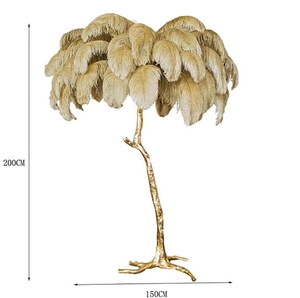 Piuma selvatica arricciatura albero oro <span class=keywords><strong>alberello</strong></span> luci del pavimento decorazione soggiorno lampada da terra blu piuma <span class=keywords><strong>di</strong></span> struzzo paralume lampadina - Product Image 4