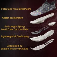 Nouvelles chaussures de course pour hommes avec plaque en carbone, baskets fluorescentes de nuit à amorti, chaussures décontractées légères à lacets pour femmes, chaussures de jogging