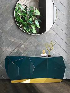 Aparador de Lujo con Diseño Geométrico y Gemas, Mueble de <span class=keywords><strong>TV</strong></span> de Metal y Madera con Acabado Pintado, Mesa Consola Decorativa con Cajones y Detalles de Diamantes - Product Image 5