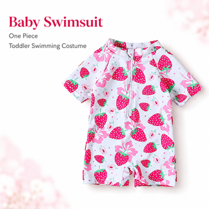 WYTbaby <span class=keywords><strong>Maillot</strong></span> <span class=keywords><strong>de</strong></span> <span class=keywords><strong>bain</strong></span> une pièce pour bébé, manches courtes, protection UV, motif <span class=keywords><strong>fraise</strong></span>, polyester élasthanne - Product Image 3