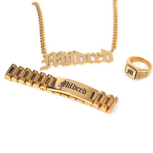 إستانلستيل مخصص مجوهرات قلادة سوار حلقة الرجال مجموعة - Product Image 1