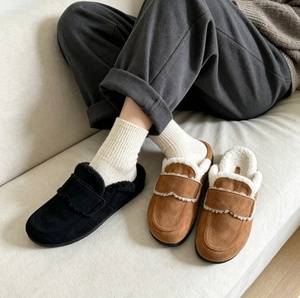 Women's Faux Suede Slip-On Moccasin Slippers Solid Color Plush Lining Cushioned Flat Winter Shoes de mujer zapatos femme <b>sandals</b> - Product Image 5
