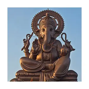 Large Famous Religious Hindu Indian Ganesh God Bronze Sculpture with Many Hands