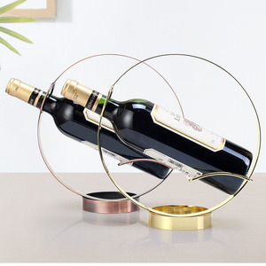 Venta al por mayor de fábrica, decoración de fiesta, estantes de exhibición de botellas de <span class=keywords><strong>vino</strong></span> circulares de hierro, soporte de botella de <span class=keywords><strong>vino</strong></span> de Metal único, Círculo - Product Image 3