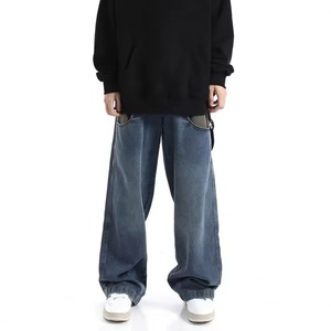 Prix de gros, logo personnalisé, streetwear hip-hop, jeans cargo larges avec sangles de taille ajustables, jeans pour hommes - Product Image 6