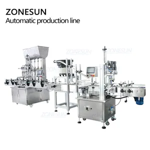 ZONESUN Automatico Miele Marmellata Chili Salsa di Pomodoro Bottiglia di Riempimento Tappatura Macchine Linea Con La Protezione Alimentatore Vibrante Ciotola Sorter