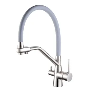 Kinglions Modern Copper Faucet Sílica De Cozinha Gel Exalente Sifão Deck-montado Pia De Cozinha Purificador De Água Torneira De Cozinha