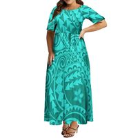 Robe maxi décontractée d'été à manches courtes pour femmes, robe polynésienne hawaïenne personnalisée, robes longues de haute qualité pour femmes, élégante