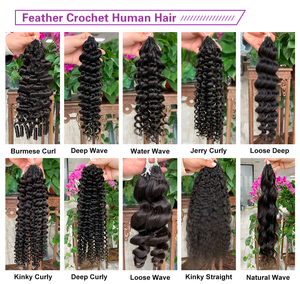 <span class=keywords><strong>Capelli</strong></span> Umani 100% Pre-Separati Miracle Knots Feather Crochet, Non Trattati, Ricci Birmani Pre-Loopati - Product Image 4