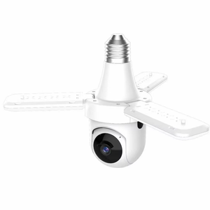 2025 Neue V380Pro faltbare drei blättrige Lampe Innen überwachungs kamera 1080P 2MP E27 Flutlicht WiFi Glühbirne PTZ Kamera - Product Image 1
