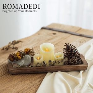 Bandeja de servir de madera Romadedi, rectangular y alargada, para decoración del hogar y servicio de té y café - Product Image 1