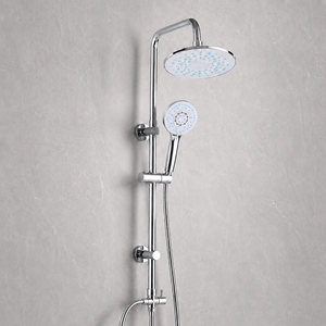 Ensemble de douche de luxe moderne, kit complet mural en laiton chromé avec pommeau de douche et douchette à main - Product Image 1