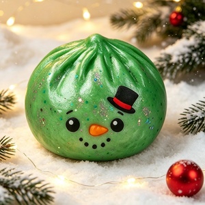 Christmas Snowman <b>Glitter</b> Dumpling Squishy Soft Squeeze Fidget Toy Stress Relief Sensory Toy Gift for Kids and Adult - Product Image 5