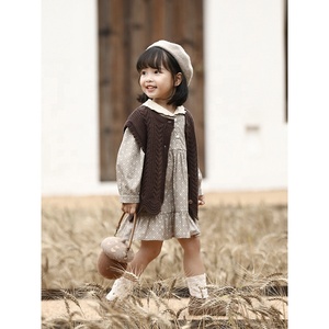 Primavera <span class=keywords><strong>autunno</strong></span> 100% cotone carino bambini vestono abiti morbidi per bambini stile inglese abbigliamento per bambini vestito - Product Image 5