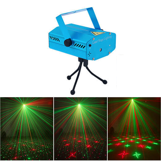 Colorful Mini Laser LED Stage Lighting Holiday Family DJ Party Leaser Stage Light 4 in 1 Laser Stage Light