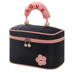 Love Brand – trousse de maquillage de grande capacité, trousse à cosmétiques portable pour voyage, pour femmes, marron avec orange clair - Product Image 4