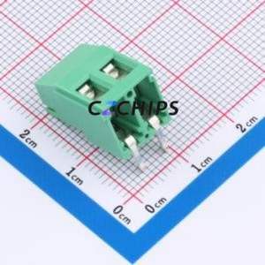 MX129R-5.08-02P-GN01-Cu-Y-A Screw Terminal Block Bent Lead Through Hole,P=5.08mm Connector 1x2P 5.08mm Green Right Angle Insert - Product Image 2