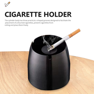 Cenicero sin humo de lujo de acero inoxidable negro con tapa Precio de fábrica Venta para ceniceros para fumar cigarros - Product Image 5