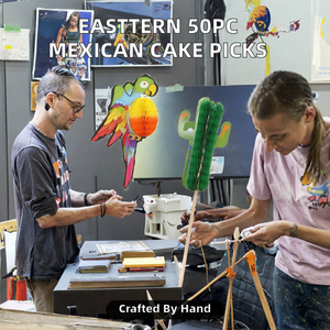 EASTTERN Venta al por mayor Mexican Honeycomb Cake Picks 50 Unids/caja para fiestas de graduación-Parrot/Cactus/Sombrero Cake Toppers - Product Image 2