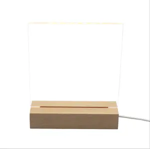 MYDARB MYD vendita calda 3D LED lampada da tavolo luce notturna foglio acrilico per regalo base in legno di faggio cubo impilabile scatole di immagazzinaggio acriliche