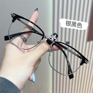 Lunettes unisexes rectangulaires en métal TR YC1029, verres PC anti-lumière bleue, monture de largeur moyenne, verres plano - Product Image 5